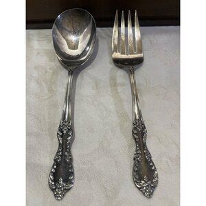 Wm Rogers Stainless Grand Elegance Salad Serving Set Spoon & Fork